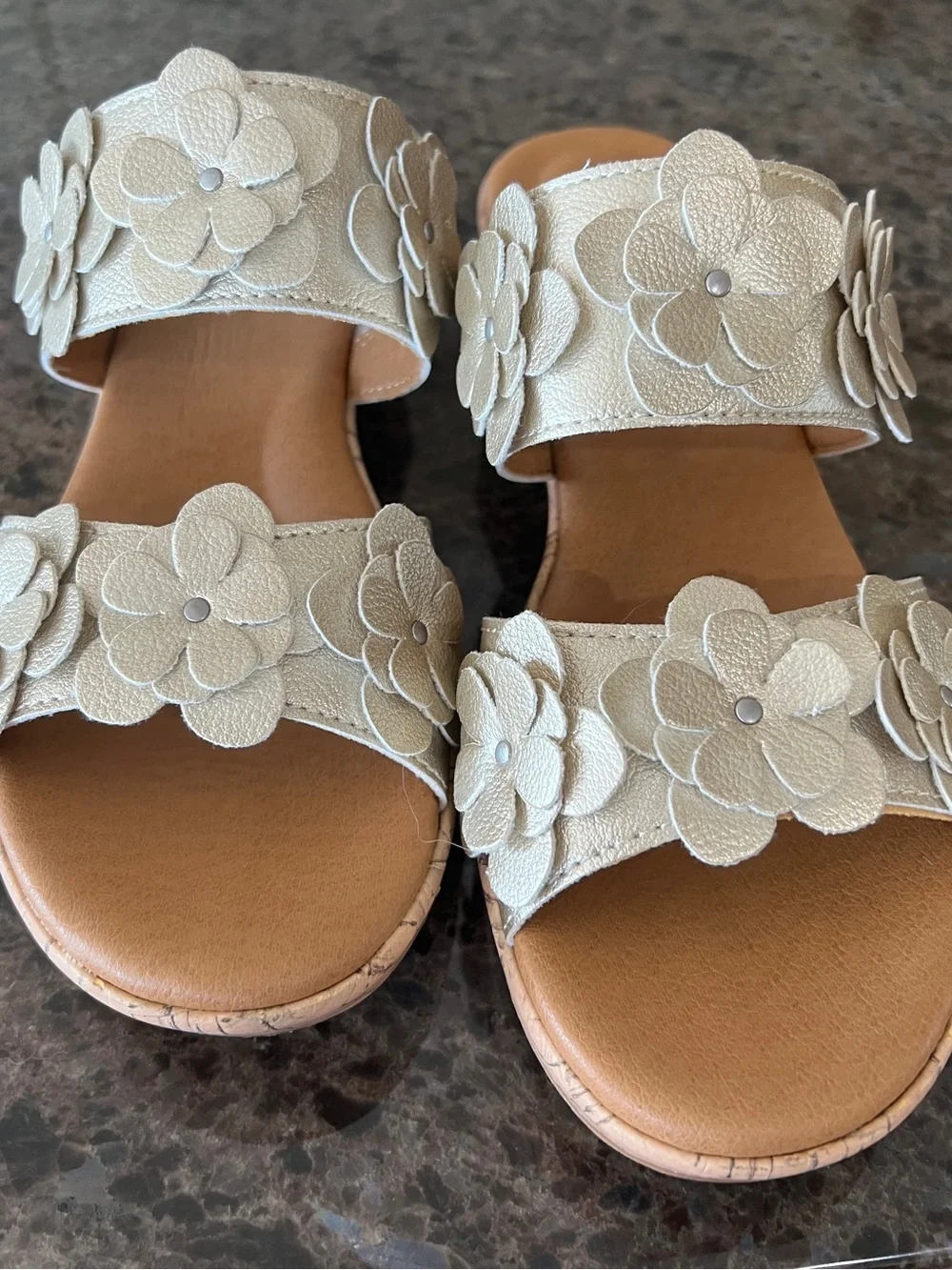 b.o.c. Two-Band Floral Wedge Sandals - Sz 7